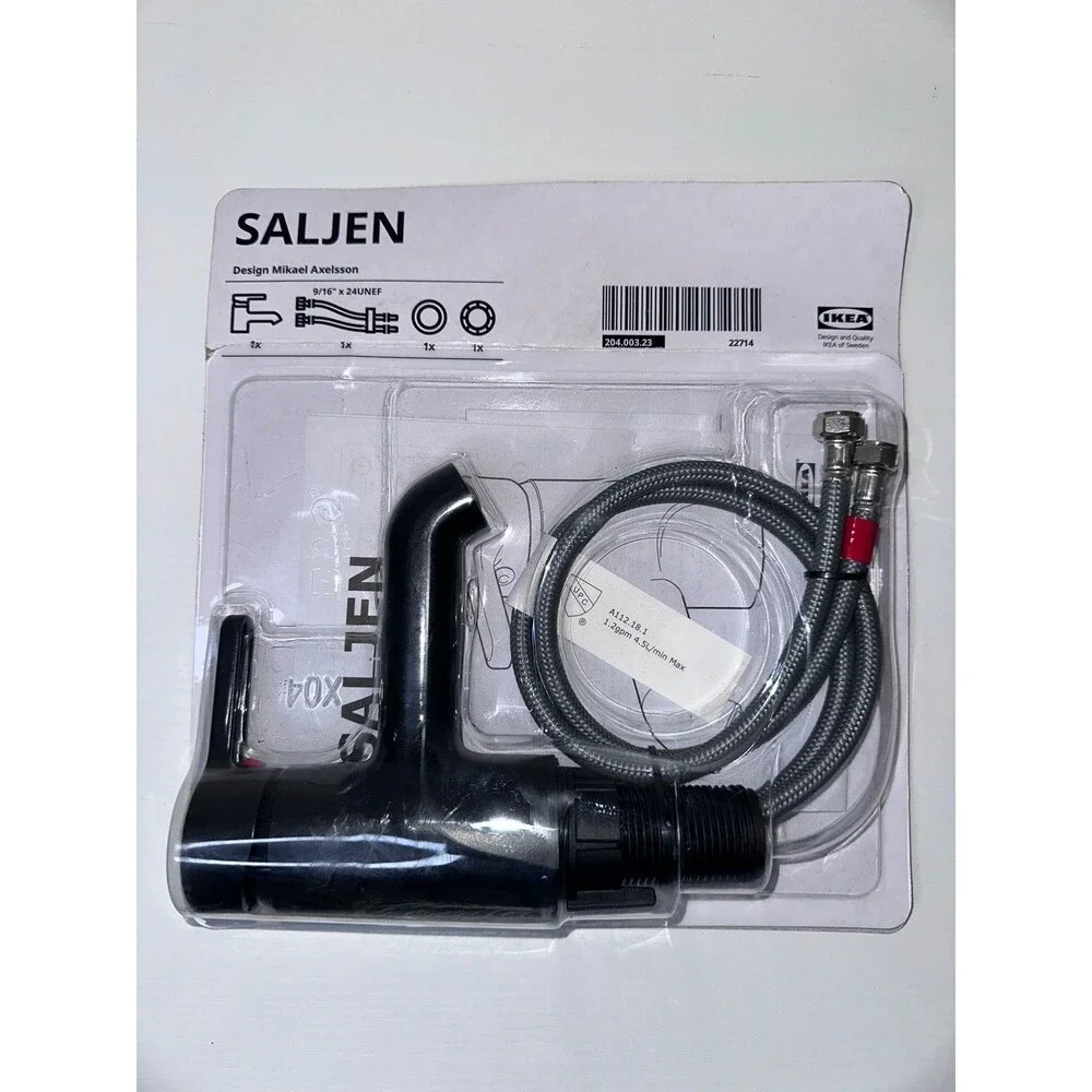Ikea Saljen Black Bathroom Sink Faucet 204.003.23 One Hole